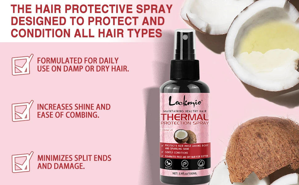 Spray de Protection Thermique pour Cheveux - Sérum Protecteur contre la Chaleur, Protège les Cheveux des Dommages UV, Hydratant, Soin Conditionneur pour Femmes.